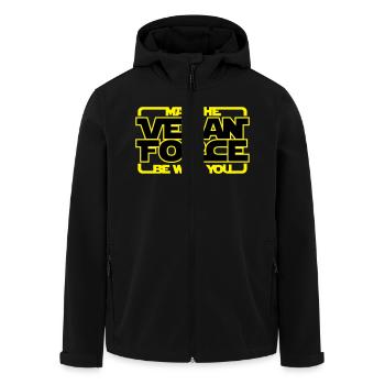may the Vegan Force be with you - Vegan - Veganer - Men’s Recycled Softshell Jacket by Stanley/Stella - black - Front - AI Model Male 185 light (185cm)