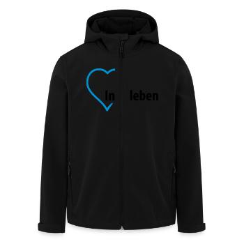inselleben__f2 - Men’s Recycled Softshell Jacket by Stanley/Stella - black - Front - AI Model Male 185 light (185cm)