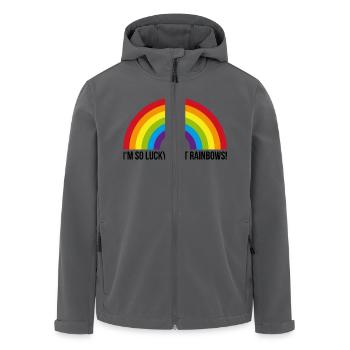 I'm so lucky I shit rainbows! - Men’s Recycled Softshell Jacket by Stanley/Stella - black - Front - AI Model Male 185 light (185cm)