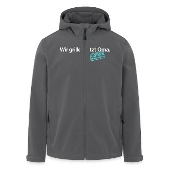 wir grillen jetzt Oma Satzzeichen essen jetzt Opa - Recycelte Männer Softshell-Jacke von Stanley/Stella - Schwarz - Vorne - AI Model Male 185 light (185cm)