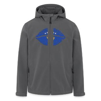Kuss Kosovo - Recycelte Männer Softshell-Jacke von Stanley/Stella - Schwarz - Vorne - AI Model Male 185 light (185cm)