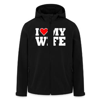 I love my wife - Men’s Recycled Softshell Jacket by Stanley/Stella - black - Front - AI Model Male 185 light (185cm)
