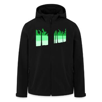 Palmen Insel Bäume Strand Urlaub Streifen Meer - Recycelte Männer Softshell-Jacke von Stanley/Stella - Schwarz - Vorne - AI Model Male 185 light (185cm)