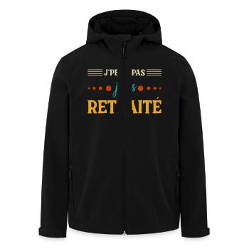 I Can't Humor T-Shirt I'm Retired - Men’s Recycled Softshell Jacket by Stanley/Stella - black - Front - AI Model Male 185 light (185cm)