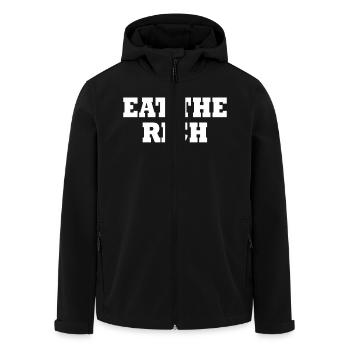 Eat the rich - Men’s Recycled Softshell Jacket by Stanley/Stella - black - Front - AI Model Male 185 light (185cm)