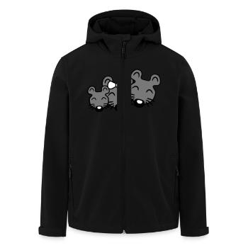 3 souris famille enfant maman papa parents rangée mignon - Veste softshell homme en polyester recyclé Stanley/Stella - noir - Devant - AI Model Male 185 light (185cm)