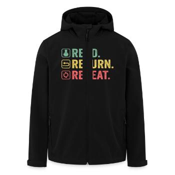 Lesen Zurückgeben Wiederholen Buchliebhaber - Recycelte Männer Softshell-Jacke von Stanley/Stella - Schwarz - Vorne - AI Model Male 185 light (185cm)