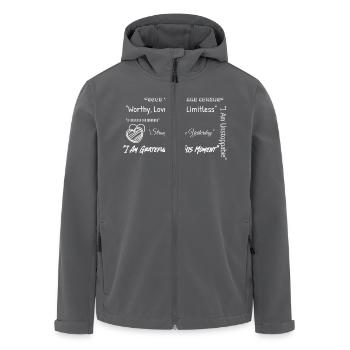 Affirmation Energy - Men’s Recycled Softshell Jacket by Stanley/Stella - anthracite - Front - AI Model Male 185 light (185cm)