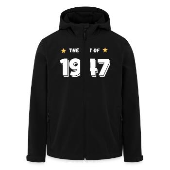 Best of 1947 - Men’s Recycled Softshell Jacket by Stanley/Stella - black - Front - AI Model Male 185 light (185cm)