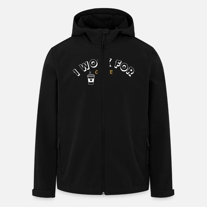 I work for Coffee - weiß - Recycelte Männer Softshell-Jacke von Stanley/Stella - Schwarz
