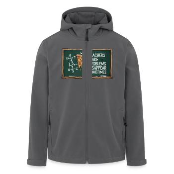 Lustiges Mathelehrer Design Pizza & Probleme lösen - Recycelte Männer Softshell-Jacke von Stanley/Stella - Schwarz - Vorne - AI Model Male 185 light (185cm)