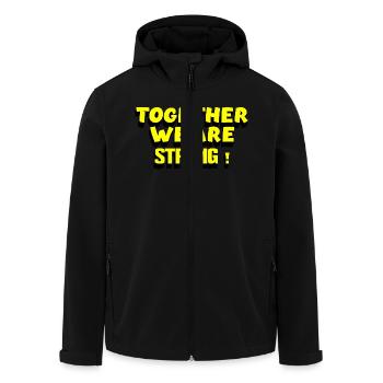 ENSEMBLE, NOUS SOMMES FORTS – Dicton de motivation rétro - Veste softshell homme en polyester recyclé Stanley/Stella - noir - Devant - AI Model Male 185 light (185cm)