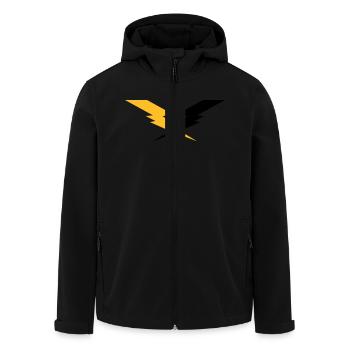 Lightning - Men’s Recycled Softshell Jacket by Stanley/Stella - black - Front - AI Model Male 185 light (185cm)