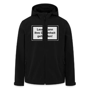 Reading can endanger your stupidity! - Men’s Recycled Softshell Jacket by Stanley/Stella - black - Front - AI Model Male 185 light (185cm)
