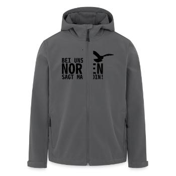 Bei uns im Norden - Recycelte Männer Softshell-Jacke von Stanley/Stella - Schwarz - Vorne - AI Model Male 185 light (185cm)