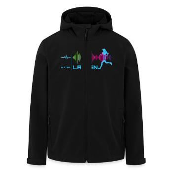 Läuferin - Alltags-Puls - good vibes (blau) - Recycelte Männer Softshell-Jacke von Stanley/Stella - Schwarz - Vorne - AI Model Male 185 light (185cm)