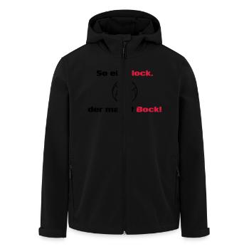 Thus, a block - Men’s Recycled Softshell Jacket by Stanley/Stella - black - Front - AI Model Male 185 light (185cm)