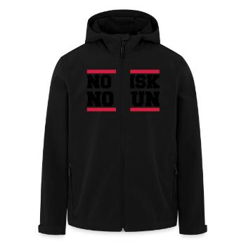 no_risk_no_fun_ay2 - Men’s Recycled Softshell Jacket by Stanley/Stella - black - Front - AI Model Male 185 light (185cm)