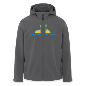 Taxi side - V2 - Men’s Recycled Softshell Jacket by Stanley/Stella - black - Front - AI Model Male 185 light (185cm)
