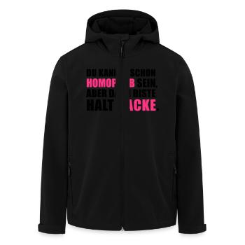 Homophobie is' Kacke - Recycelte Männer Softshell-Jacke von Stanley/Stella - Schwarz - Vorne - AI Model Male 185 light (185cm)