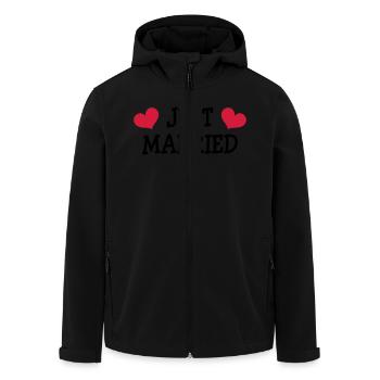 Just Married - Wedding - Men’s Recycled Softshell Jacket by Stanley/Stella - black - Front - AI Model Male 185 light (185cm)