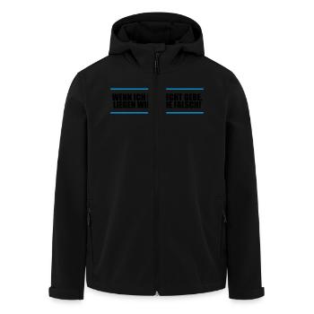 Wenn ich Dir Recht gebe liegen wir beide falsch! - Recycelte Männer Softshell-Jacke von Stanley/Stella - Schwarz - Vorne - AI Model Male 185 light (185cm)