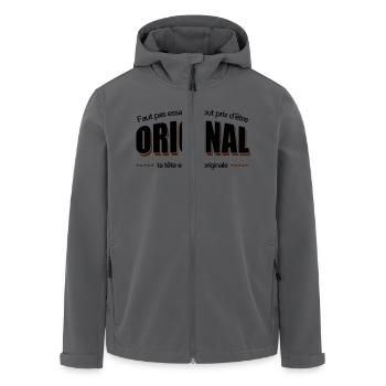 Dikkenek Original - Veste softshell homme en polyester recyclé Stanley/Stella - noir - Devant - AI Model Male 185 light (185cm)