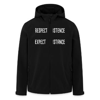Respect Existence Or Expect Resistance - Recycelte Männer Softshell-Jacke von Stanley/Stella - Schwarz - Vorne - AI Model Male 185 light (185cm)