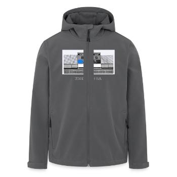Giesing // Illustration - Men’s Recycled Softshell Jacket by Stanley/Stella - black - Front - AI Model Male 185 light (185cm)
