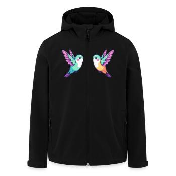 Colibri oiseau couple amour Saint-Valentin - Veste softshell homme en polyester recyclé Stanley/Stella - noir - Devant - AI Model Male 185 light (185cm)
