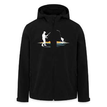 Angler-Herzschlag - Herzlinie - Recycelte Männer Softshell-Jacke von Stanley/Stella - Schwarz - Vorne - AI Model Male 185 light (185cm)