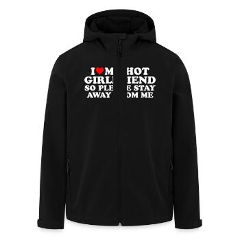 I LOVE HOT GIRLFRIEND SO PLEASE STAY AWAY - Recycelte Männer Softshell-Jacke von Stanley/Stella - Schwarz - Vorne - AI Model Male 185 light (185cm)