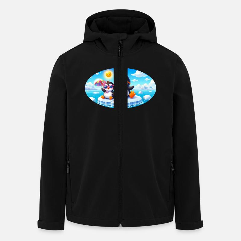 Pingouins drôles - Veste softshell homme en polyester recyclé Stanley/Stella - noir