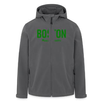 Boston Massachusetts - USA - United States America - Recycelte Männer Softshell-Jacke von Stanley/Stella - Schwarz - Vorne - AI Model Male 185 light (185cm)