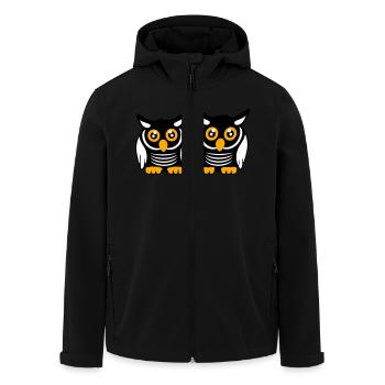 2 hiboux équipe oiseau amis deux chouettes effraies équipage - Veste softshell homme en polyester recyclé Stanley/Stella - noir - Devant - AI Model Male 185 light (185cm)