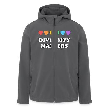 Vielfalt ist wichtig Regenbogenherzen - Recycelte Männer Softshell-Jacke von Stanley/Stella - Schwarz - Vorne - AI Model Male 185 light (185cm)