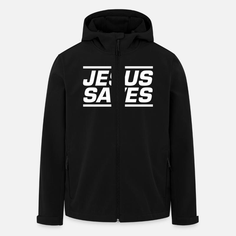 Jesus Saves Bible Verse - Men’s Recycled Softshell Jacket by Stanley/Stella - black