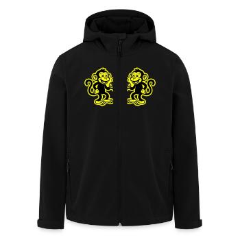 Bière Singe Drôle - Veste softshell homme en polyester recyclé Stanley/Stella - noir - Devant - AI Model Male 185 light (185cm)