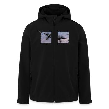 P-38 - Men’s Recycled Softshell Jacket by Stanley/Stella - black - Front - AI Model Male 185 light (185cm)