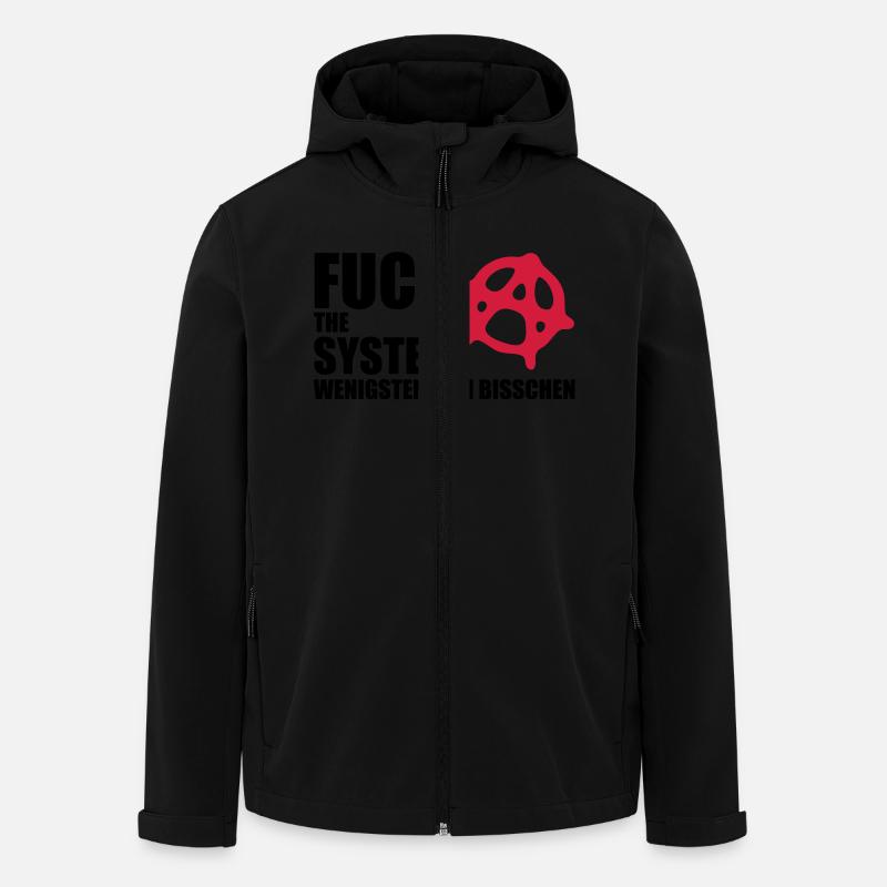 fuck_the_system_2 - Veste softshell homme en polyester recyclé Stanley/Stella - noir