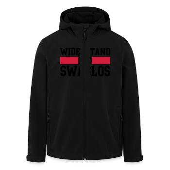 widerstand ist swaglos - Men’s Recycled Softshell Jacket by Stanley/Stella - black - Front - AI Model Male 185 light (185cm)