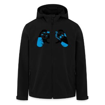 cracks old scratches cool blue design controllers - Men’s Recycled Softshell Jacket by Stanley/Stella - black - Front - AI Model Male 185 light (185cm)