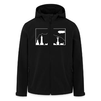 Bodensee & Pfänder | Silhouette filled | Weiß - Recycelte Männer Softshell-Jacke von Stanley/Stella - Schwarz - Vorne - AI Model Male 185 light (185cm)