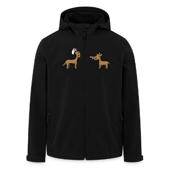 2 Hunde Große Nase Begrüßen Team Zwei Freunde Crew - Recycelte Männer Softshell-Jacke von Stanley/Stella - Schwarz - Vorne - AI Model Male 185 light (185cm)
