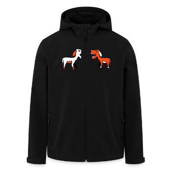 2 dogs bark loudly at Nasty Fight Biting Team - Men’s Recycled Softshell Jacket by Stanley/Stella - black - Front - AI Model Male 185 light (185cm)