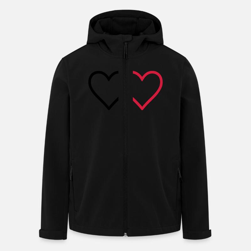 Coeurs Couple Amour - Veste softshell homme en polyester recyclé Stanley/Stella - noir