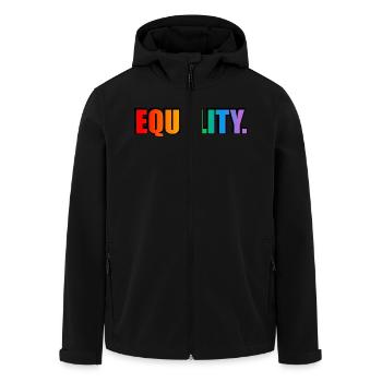 EQUALITY - rainbow text - LGBT pride month - Men’s Recycled Softshell Jacket by Stanley/Stella - black - Front - AI Model Male 185 light (185cm)