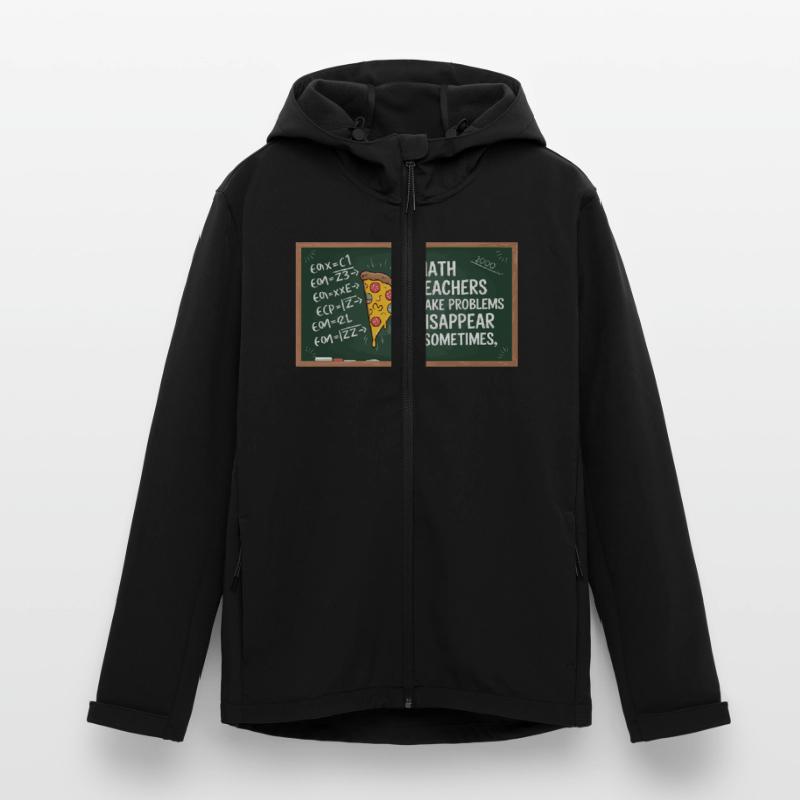 Funny Math Teacher Design Pizza & Problem Solving Men’s Recycled Softshell Jacket by Stanley/Stella
