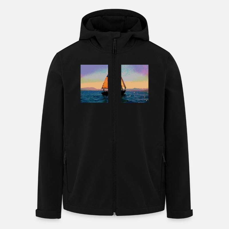 Boot auf dem Wasser entdeckt einen anderen Planeten - Recycelte Männer Softshell-Jacke von Stanley/Stella - Schwarz