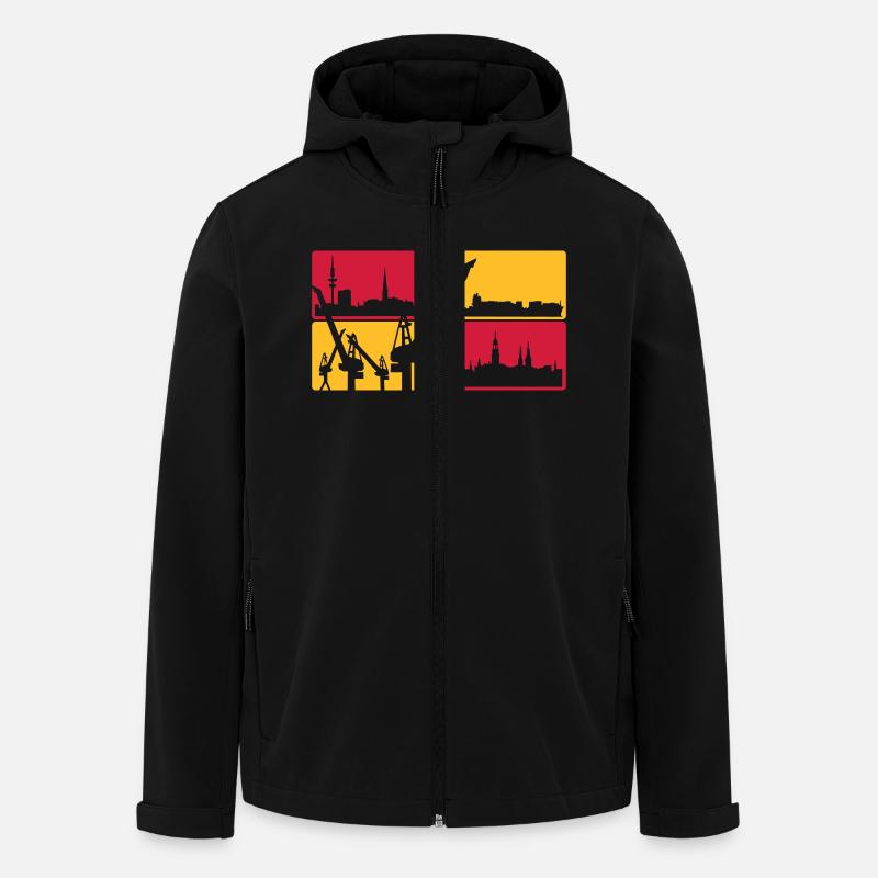 Hambourg horizon - Veste softshell homme en polyester recyclé Stanley/Stella - noir